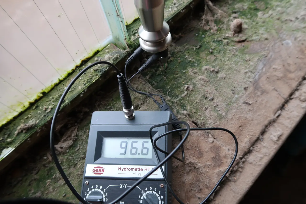 Moisture measurement on a wooden building component